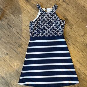 Navy and White Patterned dress